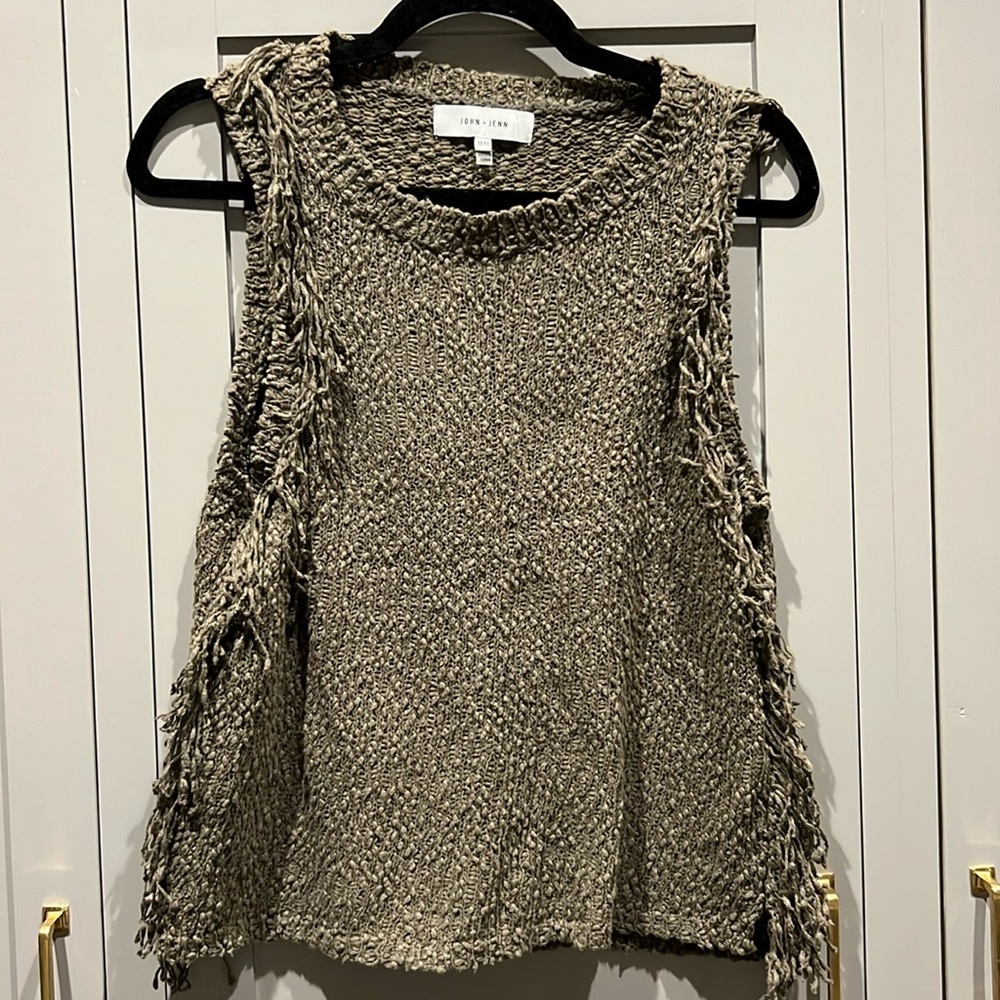 John + Jenn Olive Fringe Sweater Tank